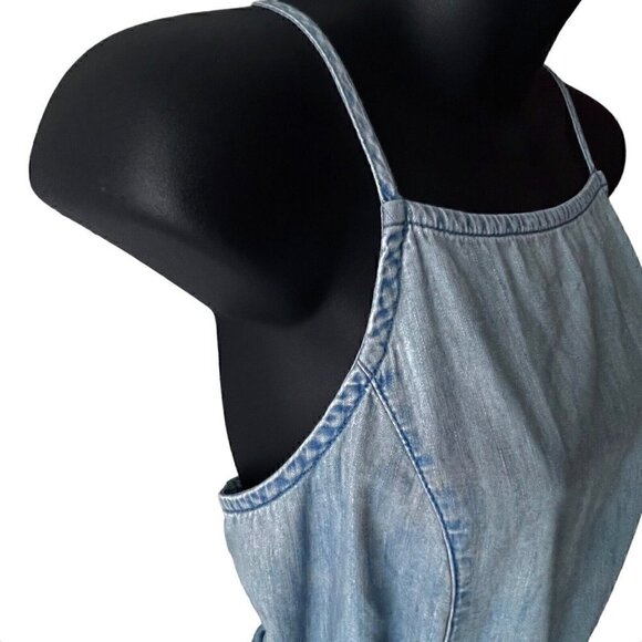 Mossimo Chambray Sleeveless Romper Floral Blue Embroidery Women’s M COASTAL - Picture 6 of 9